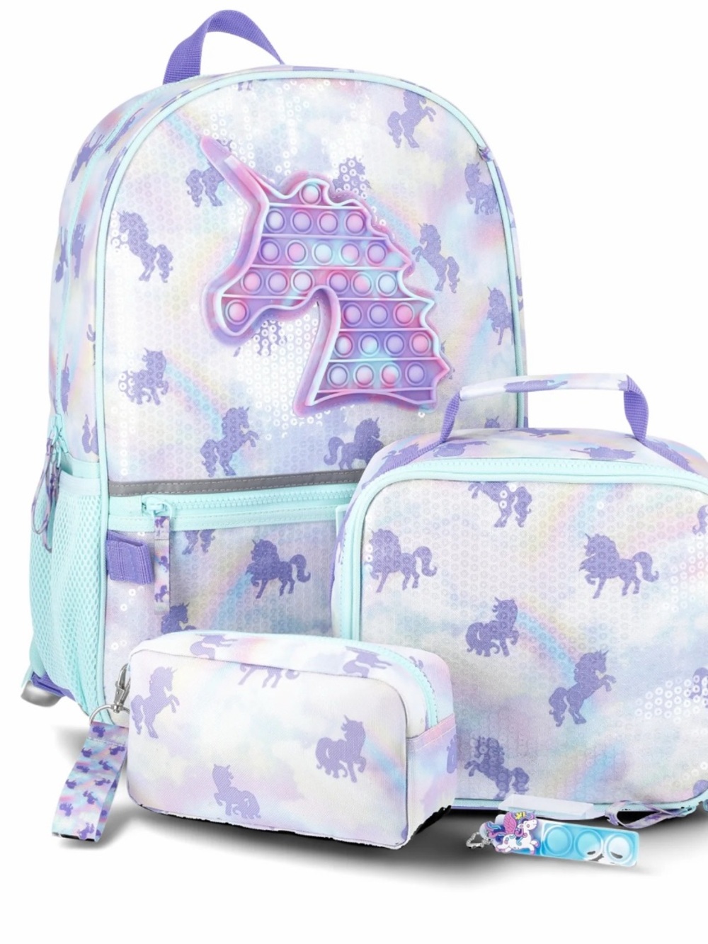 Unicorn Pop-It Backpack Set for Kids in Purple and Pastel